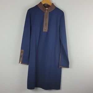 STS Sail to Sable Navy Ponte Knit Long Sleeve Shift Dress Sz 2 NWT